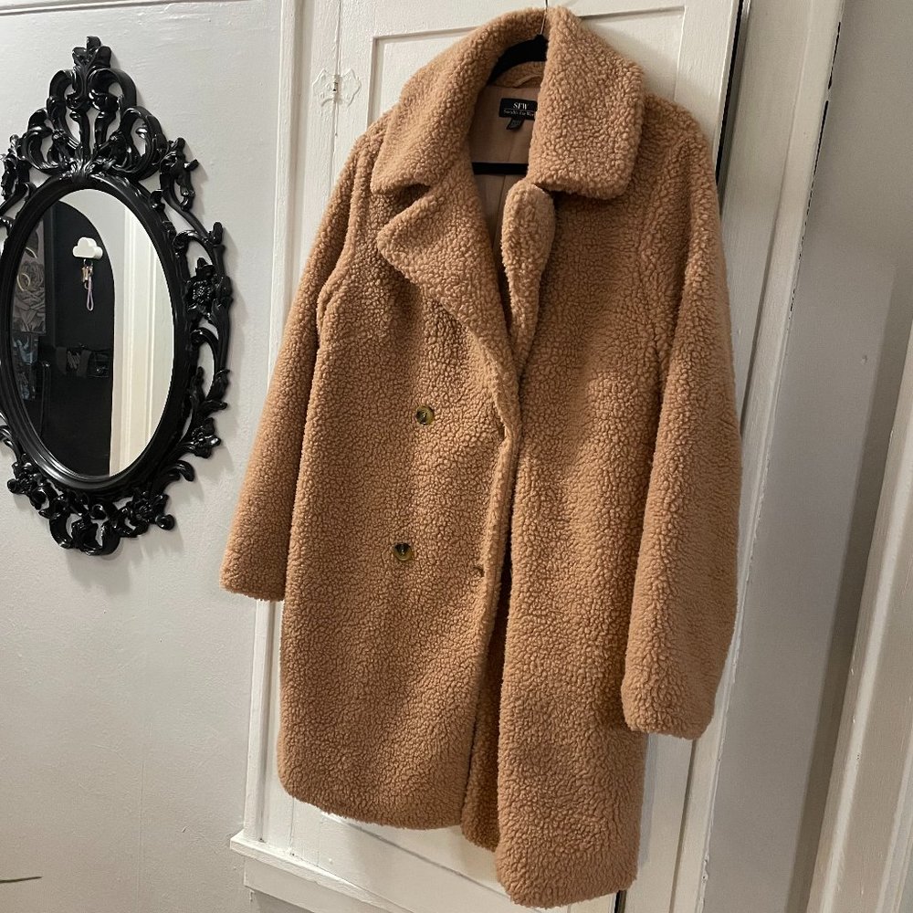 Dusty Pink Fleece Peacoat